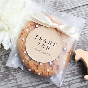 Laundry Bags: 100Pcs/Lot Translucent Dots Plastic Cookie Packaging Bags Cupcake Wrapper Self Adhesive Bags Birthday Party Wedding Decorations