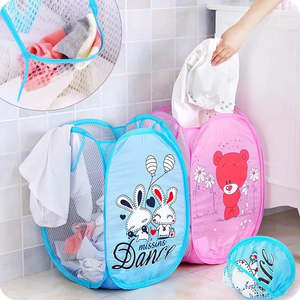 Laundry Bags: Folding Dirty Laundry Sorting Basket Washing Frame Bathroom Cloth Mesh Storage Bag Frame Bucket Laundry Organizers Storage Pouch