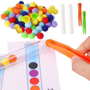 Educational Tools: Test Tube Classification Game Hairball Test Tube Sort Fine Movement Training Children Color Cognition Early Education Puzzle Toy