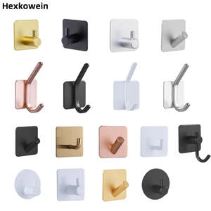 Bedroom Accessories: Adhesive Wall Hooks Towel Holder Door Key Cloth Coat Bathroom Robe Hanger Kitchen Hardware Rack Bag Hook Organizer For Hanging