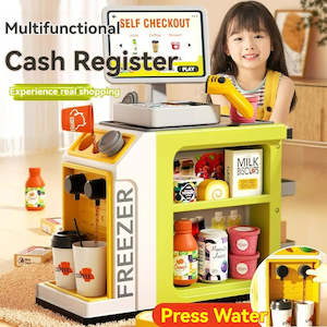 Kids Toy: Children's Toy Supermarket Cash Register Set For Kids Coffee Machine Scanner Credit Card Machine Pretend Play Toys Boys Girls