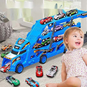 Kids Toy: Large Kid Truck Deformation Transporter Car Toys Models Educational Model Folding Track Racing Vehicle Boys Girls Birthday Gift