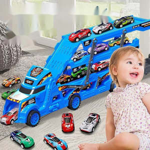 Kids Toy: Large Kid Truck Deformation Transporter Car Toys Models Educational Model Folding Track Racing Vehicle Boys Girls Birthday Gift