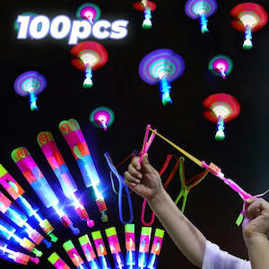 Kids Toy: 1/3/5/10/20/50/100pcs Amazing Light Toy Arrow Rocket Helicopter Flying Toy LED Light Toys Party Fun Gift Rubber Band Catapult