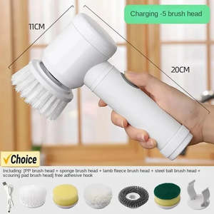 Ac Fin Cleaning Tools: Electric Spin Scrubber,Bathroom Cleaning Brush Power Scrubber with 5 Replaceable Brush Heads, Electric Cleaning Brush