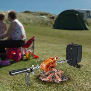Kitchen Tools: BBQ Spit Rod Meat Forks Stainless Steel Rotisserie Kit Electric Barbecue Rack BBQ Grill Tools w/ Motor