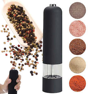 Kitchen Tools: Black Electric Automatic Salt and Pepper Grinder Spices Mill Kitchen Tool Battery Operated Adjustable Coarseness with LED Light