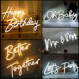 Decoration Accessories: Neon Happy Party Wedding Decoration Backdrop Mr Miss Clear Lighted Sign Baby 1st Birthday Dimmable Congratulation Gift With Swit