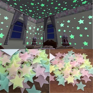 Decoration Accessories: PVC Stars Glow Stickers Luminous In Dark Night Fluorescent Wall Art Decals For Kids Room Ceiling Home Festival Party Decoration