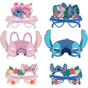 Decoration Accessories: 12pcs/set Lilo Stitch Party Decoration Paper Glasses Masks Stitch Photo Cosplay Props Children's Happy Birthday Party Supplies