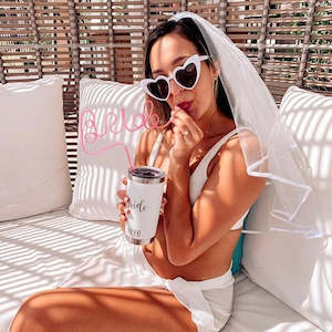 Decoration Accessories: 3Pcs Wedding Bride Veil Straw Glasses Set Bride To Be Decorations Bachelorette Hen Party Supplies Team Bride Bridal Shower Gift
