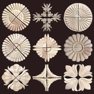 Home Decor 1: Small Round Wood Carving Applique Wood Figurines Mouldings Decal Home Decor Items Wood Decoration for Furniture Flower Crafting
