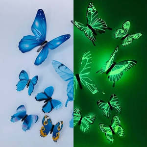 Home Decor 1: New 12Pcs Fashion 3D Luminous Butterfly Creative Wall Sticker For DIY Wall Stickers Modern Wall Art Home Decorations DIY Gift