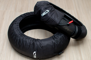 Products: Flyingmile Digital Motorbike Tyre Warmers fit 120 front and 180-200 rear wheels. Superbikes. Multitemp. Includes postage
