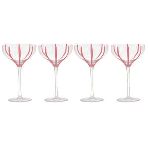 Christmas: Ladelle stripe pink  Coupe glasses 4pk