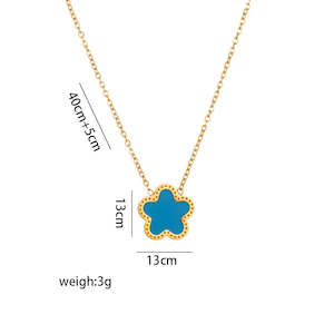 Flying Saucers Jewellery 1: Flying Saucers Flower blue 18 k Gold plated necklaces black