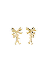 Karen Walker girl with the bow earrings gold