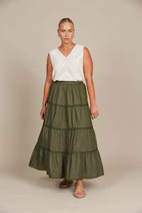 Isle Of Mine: Isle of mine  Remi Tiered Skirt olive