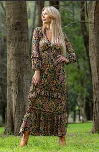 Boho silk mixPaisley maxi Dress