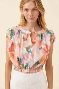 Isle of Mine Rosa reversible top crop floral