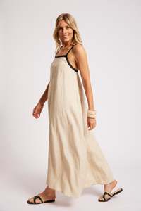 Dresses: Eb +Ive linen Maris tank maxi dress Tusk /black