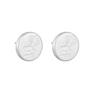 Little Taonga: Little Taonga round fantail earrings silver