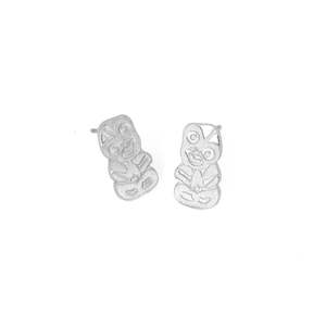 Little Taonga: Little Taonga Tiki Earrings Silver