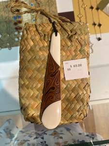 Flying Saucers  painted Bone pendant