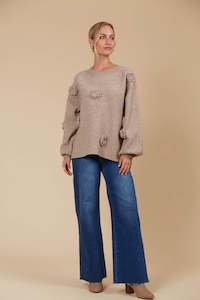 Isle Of Mine: Isle of mine Miru flower jumper taupe