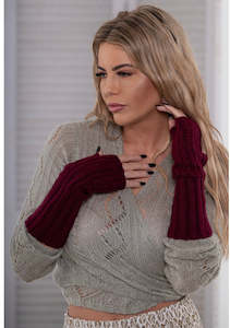 Knitwear: Boho fingerless gloves  Wine