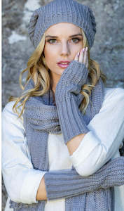 Boho fingerless gloves  Stone