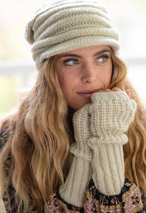 Boho fingerless gloves  Oat