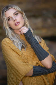 Boho fingerless gloves Charcol