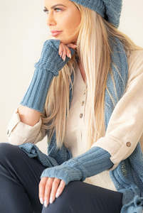 Knitwear: Boho fingerless gloves Sky