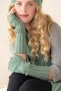 Knitwear: Boho fingerless gloves Sage