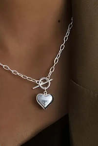 Flying saucers heart necklace S silver