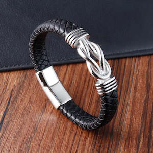 Forge men leather weave bracelet 21 cmwhite