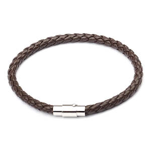 Jewellery: Forge men Stainless steel pu leather coffee