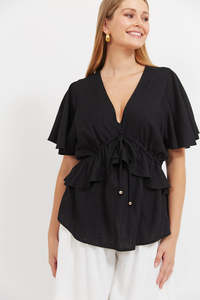 Haven Jardin frill top black