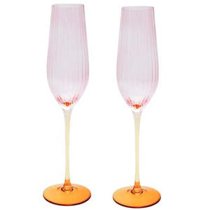 Ellie Ombre Champagne Glass Pink & Yello