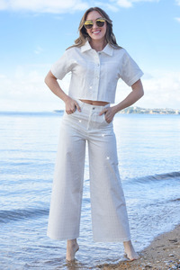 Denim: Curate Sparkle Cake Jean - White Sparkle