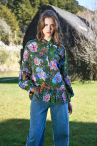 Coop Flounce On Blouse - Green