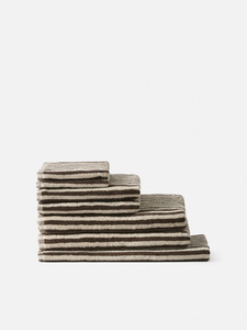 Bathroom: Citta Wide Stripe Cotton Bath Towel Range - Cocoa/Bone
