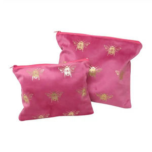 Le Forge Velvet Bee Toilet Bag - Pink/Gold