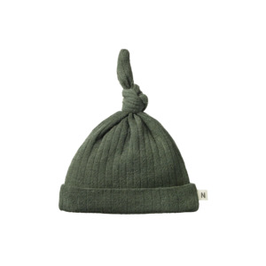 Nature Baby Merino Essential Knotted Beanie Pointelle - Thyme