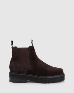 Footwear: Chaos & Harmony Queens Boot - Bitter Choc Suede