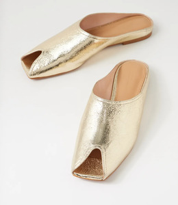 Footwear: Mollini Boni Leather Sandals - Crackle Gold