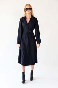 Lollys Laundry: Lollys Laundry ParisLL Midi Dress LS - Dark Navy
