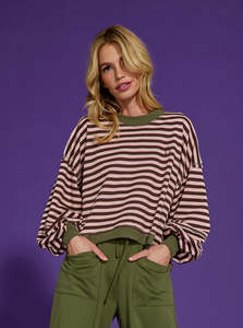 Boom Shankar Guru Sweater - Dusty Pink Stripe