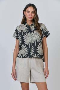 Naturals: Naturals GA533 Button Thru Top - Date Palm